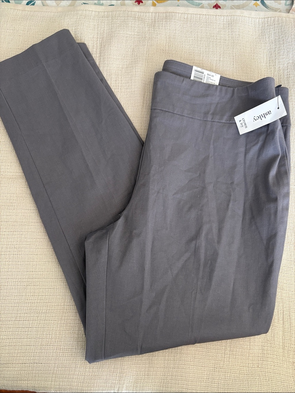 Crown & Ivy Ashley Gray Straight-Leg Dress Pants